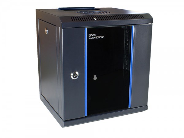 10" Wandgehäuse, 6HE, tiefschwarz (RAL9005), 312 x 300mm, fertig montiert, Good Connections®