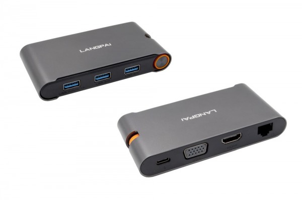 7 in 1 USB 3.1 Gen.1 Metall HUB (Dockingstation), VGA, HDMI, LAN, 2x USB 3.0, 1x USB 3.1 Gen.1 (2,1A)-Port, Exsys® [EX-1220HM]
