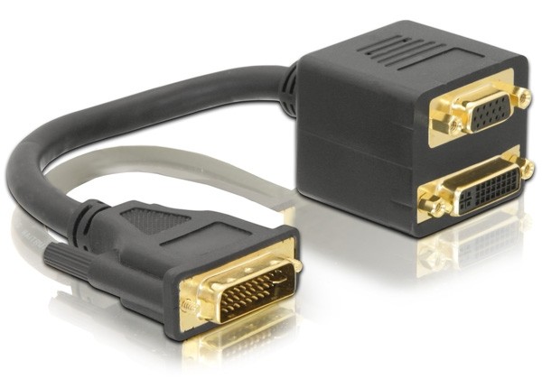 Adapter DVI 24+5 Stecker zu DVI 24+5 + VGA Buchse, Good Connections®