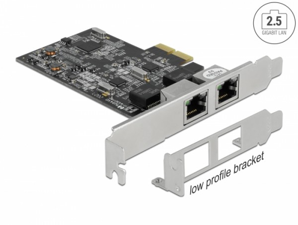 PCI Express x2 Karte auf 2 x RJ45 2,5 Gigabit LAN RTL8125, Delock® [89530]