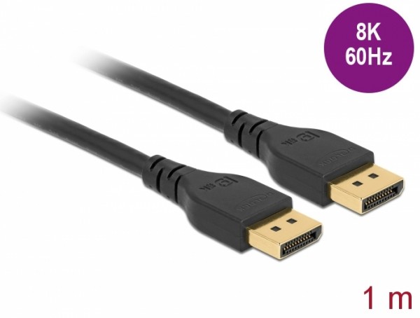 DisplayPort Kabel 8K 60 Hz 1 m DP 8K zertifiziert ohne Einrastfunktion, Delock® [85909]