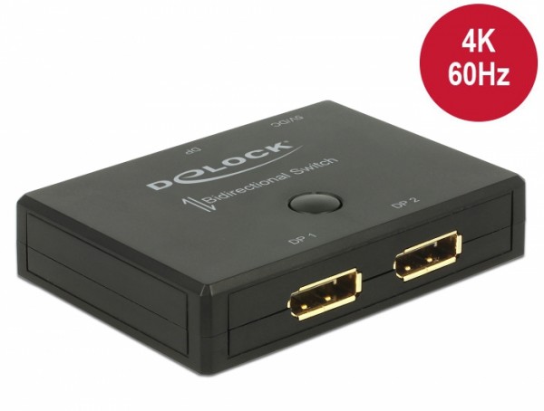 DisplayPort 2 - 1 Umschalter bidirektional 4K 60 Hz, Delock® [18750]