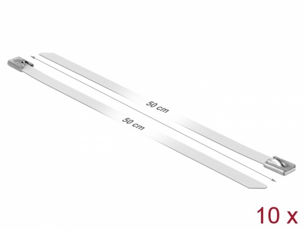 Edelstahlkabelbinder L 500 x B 7,9 mm weiß 10 Stück, Delock® [18824]