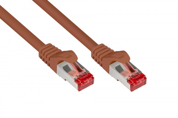 RNS® Patchkabel mit Rastnasenschutz, Cat. 6, S/FTP, PiMF, PVC, 250MHz, braun, 0,25m, Good Connections®