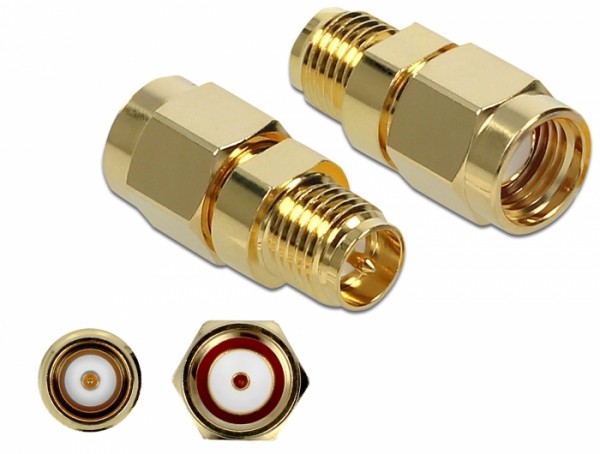 Adapter RP-SMA Stecker an RP-SMA Buchse 10 GHz, Delock® [89977]
