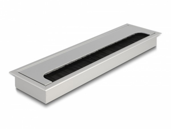 Kabeldurchführung für Tischeinbau mit Bürste 280 x 80 x 28 mm silber, Delock® [66862]