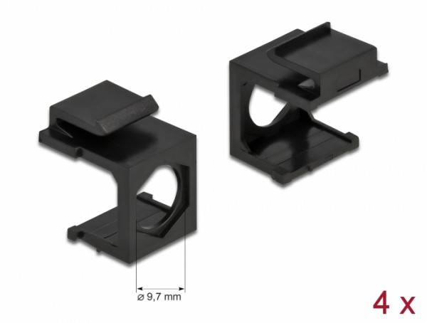 Keystone Abdeckung schwarz mit 9,7 mm Durchführung 4 Stück, Delock® [86739]