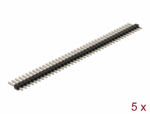 Stiftleiste 40 Pin, Rastermaß 2,54 mm, 1-reihig, gerade, 5 Stück, Delock® [66694]