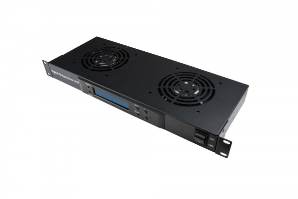 19" Digitale Lüftereinheit mit zwei Lüftern, Thermostat und Alarmfunktion, Good Connections®