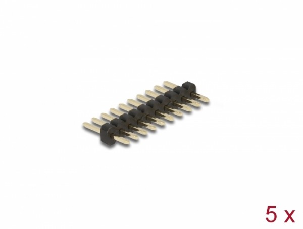 Stiftleiste 10 Pin, Rastermaß 1,27 mm, 1-reihig, gerade, 5 Stück, Delock® [66686]