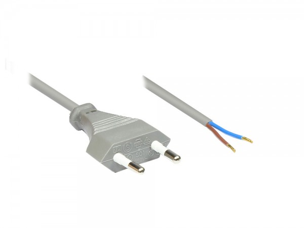 Euro-Netzkabel mit abisolierten Enden, grau, 1,5m, Good Connections®