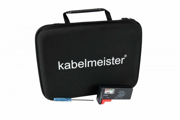 kabelmeister® Batterie Case - Praktische Aufbewahrungstasche für Batterien und Akkus, inkl. Tester