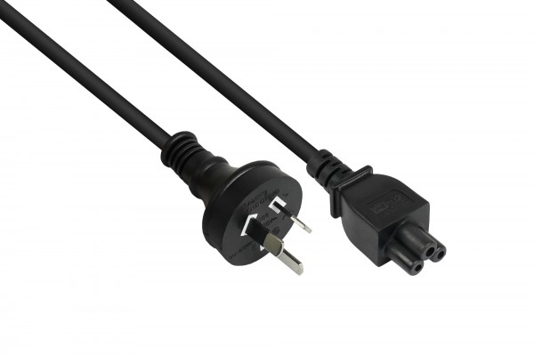 Netzkabel Australien Netz-Stecker Typ I (AS 3112) an C5 für Notebook, SAA/Tick Mark, schwarz, 0,75 mm², 1,8 m, Good Connections®