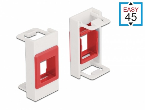 Easy 45 Modul Keystone Halterung 22,5 x 45 mm, weiß / rot, Delock® [81355]