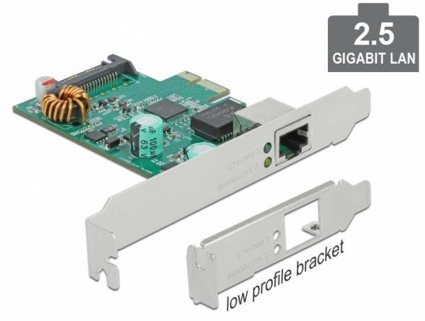 PCI Express x1 Karte 1 x RJ45 2,5 Gigabit LAN PoE+ RTL8125, Delock® [89139]