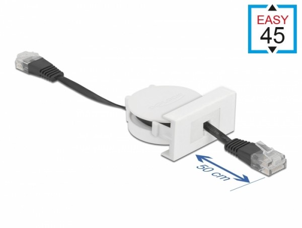 Easy 45 Modul Netzwerk Aufrollkabel RJ45 Cat.5e schwarz, Delock® [81361]