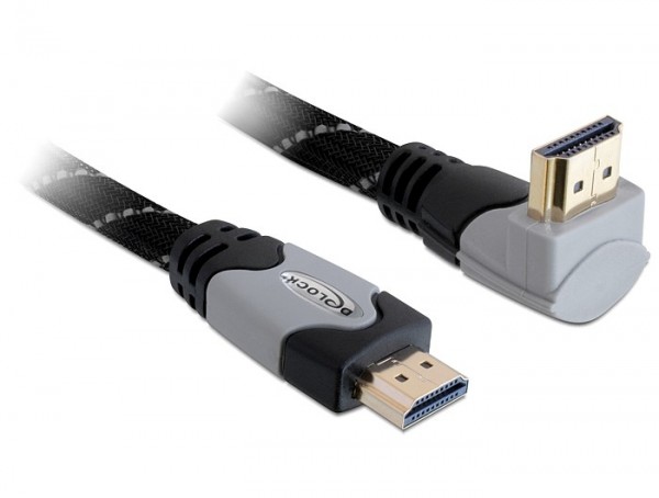 Anschlusskabel High Speed HDMI® mit Ethernet, einseitig nach oben gewinkelt, 2m, grau, Delock® [82994]