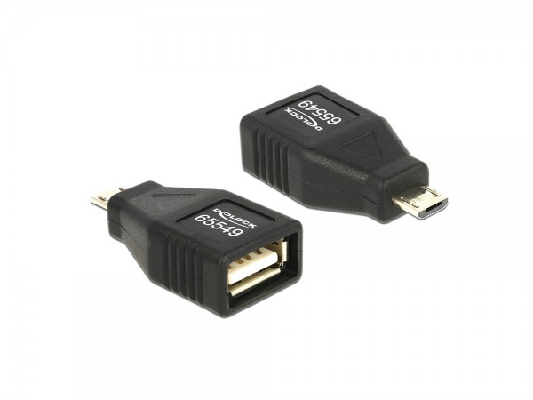 Adapter USB Micro B Stecker an USB 2.0 Buchse, OTG, voll geschirmt, Delock® [65549]
