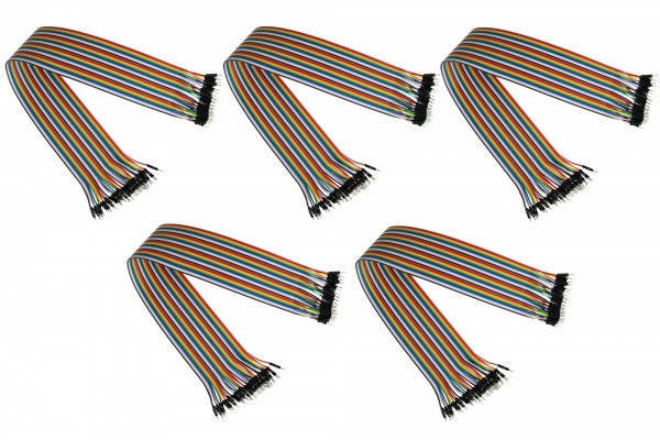 kabelmeister® Jumper Wire 40-Pin trennbare Adern für Arduino, Raspberry Pi etc., Stecker an Stecker, 5er-Set, 40cm