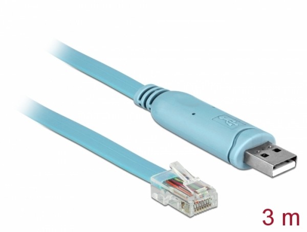 Adapter USB 2.0 Typ-A Stecker > 1 x Seriell RS-232 RJ45 Stecker 3,0 m blau, Delock® [63289]