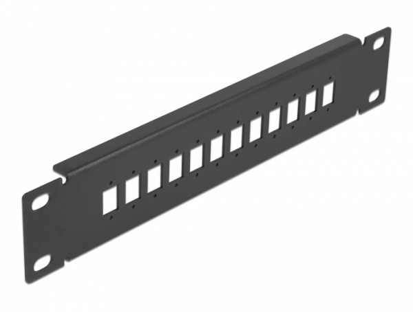 10" LWL Patchpanel 12 Port für SC Simplex / LC Duplex 1 HE schwarz, Delock® [66801]