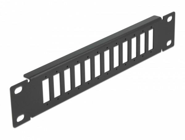 10? LWL Patchpanel 12 Port für SC Duplex / LC Quad 1 HE schwarz, Delock® [66802]