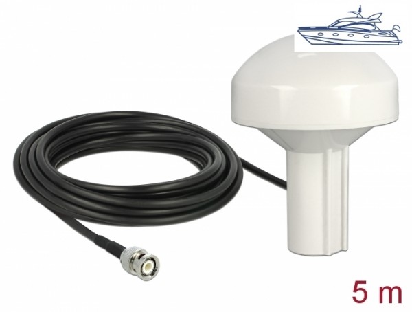 GNSS GALILEO GPS QZSS Marine Antenne 1575 MHz BNC Stecker 28 dBi direktional mit Anschlusskabel RG-58 U 5 m outdoor weiß, Navilock® [12578]