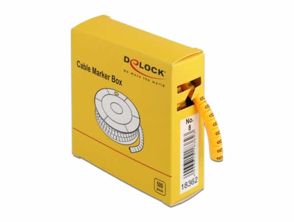 Kabelmarker Box, Nr: 8, gelb, 500 Stück, Delock® [18362]