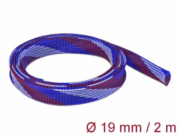 Geflechtschlauch dehnbar 2 m x 19 mm blau-rot-weiß, Delock® [20746]