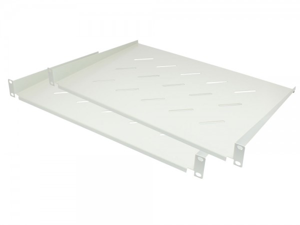 19" Fachboden, Befestigung vorne, Einbautiefe 300 mm, 2er Set, lichtgrau (RAL7035), Good Connections®
