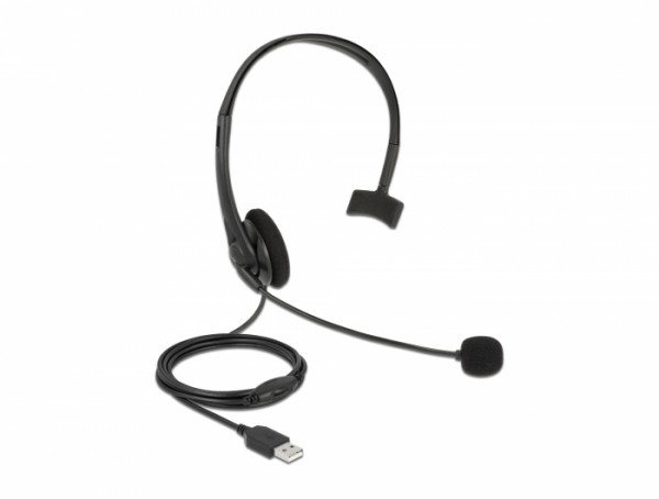 USB Mono Headset mit Lautstärkeregler für PC und Notebook - Ultra-Leicht, Delock® [27177]