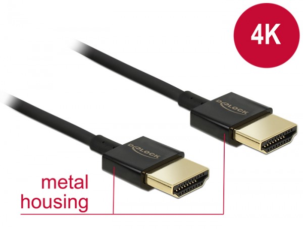 Kabel High Speed HDMI mit Ethernet - HDMI-A Stecker an HDMI-A Stecker 3D 4K 4,5 m Aktiv Slim Premium, Delock® [84775]