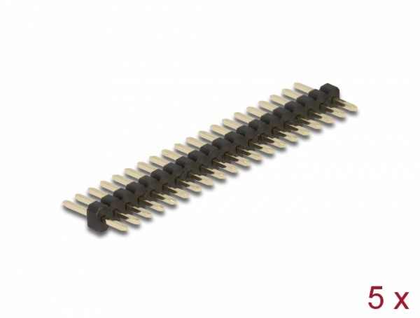 Stiftleiste 20 Pin, Rastermaß 1,27 mm, 1-reihig, gerade, 5 Stück, Delock® [66687]