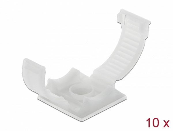 Kabelhalter mit Verschlussclip selbstklebend schraubbar natur 10 Stück, Delock® [60178]