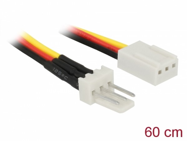 Lüfter Stromkabel 3-Pin Stecker an 3-Pin Buchse, 0,6m, Delock® [85752]