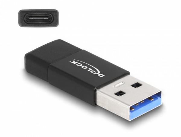 USB 3.2 Gen 2 Adapter USB Typ-A Stecker zu USB Type-C™ Buchse schwarz, Delock® [60001]