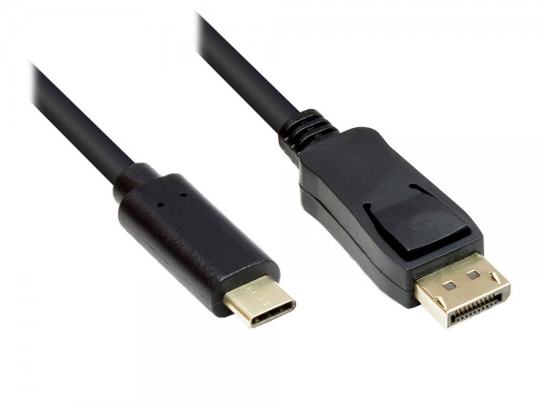 Adapterkabel USB-C™ Stecker an DisplayPort 1.2 Stecker, 4K / UHD @60Hz, CU, schwarz, 3m, Good Connections®