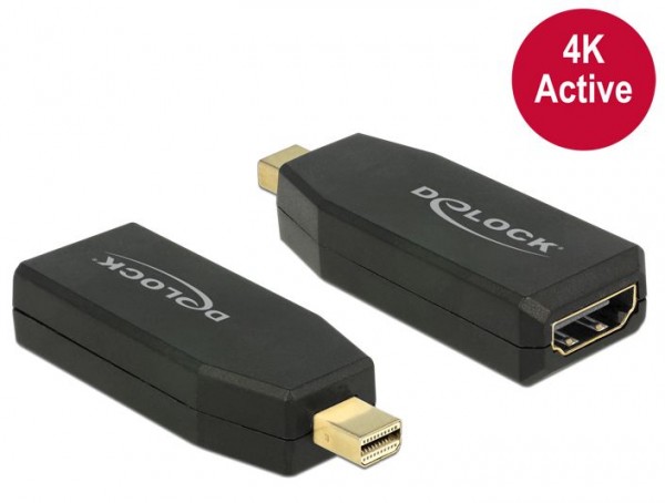 Adapter mini DisplayPort 1.2 Stecker an HDMI Buchse 4K Aktiv, schwarz, Delock® [65581]