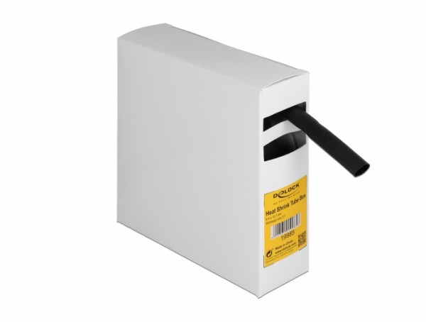 Schrumpfschlauch Box, mit Innenkleber, Schrumpfungsrate 3:1, 5 m x 12,7 mm schwarz, Delock® [19985]