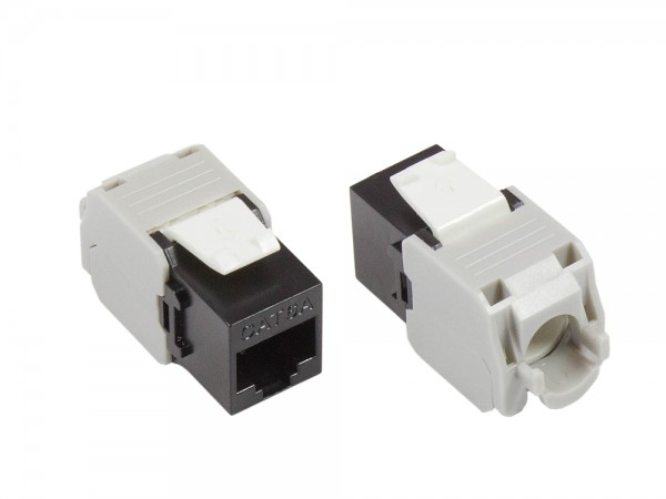 KeyStone RJ45 Jack, Cat. 6a, ungeschirmt, 500MHz, weiß/schwarz