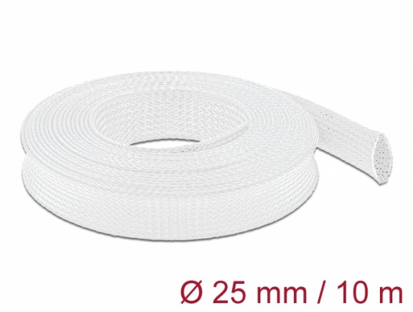 Geflechtschlauch dehnbar 10 m x 25 mm weiß, Delock® [20806]