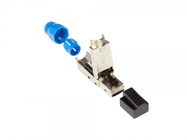 RJ45 Stecker Cat. 8.1, werkzeuglos / feldkonfektionierbar, STP geschirmt, Metall, Good Connections®