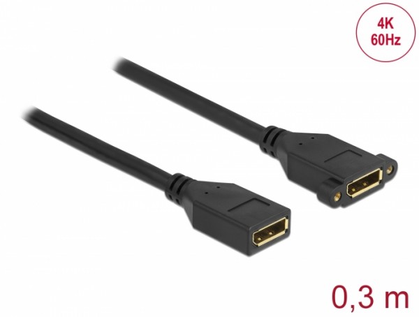 DisplayPort 1.2 Kabel Buchse zu Buchse zum Einbau 4K 60 Hz 30 cm, Delock® [87099]