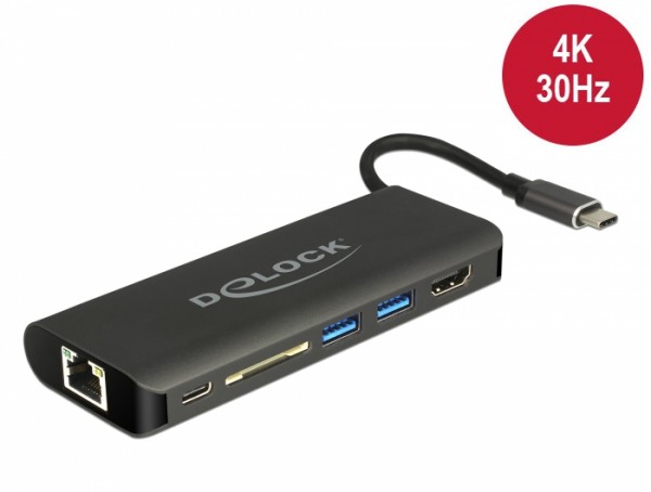 USB Type-C™ 3.1 Dockingstation HDMI 4K 30 Hz, Gigabit LAN und USB PD Funktion, Delock® [87721]