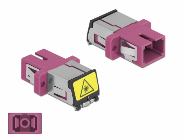 LWL Kupplung mit Laserschutzklappe SC Simplex Buchse zu SC Simplex Buchse Multimode violett, Delock® [86891]