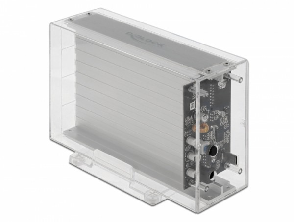 Externes Dual Gehäuse für 2 x 3.5" SATA HDD mit USB Type-C™ Buchse transparent - werkzeugfrei , Delock® [42624]