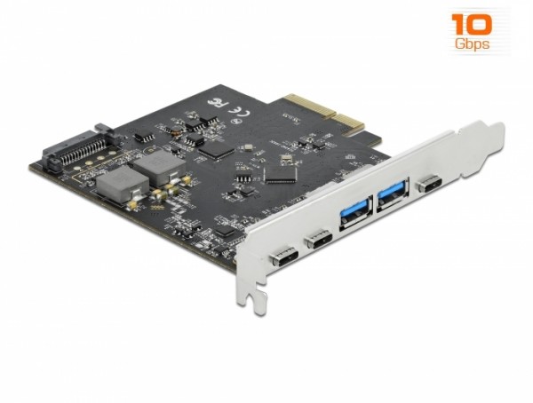 PCI Express x4 Karte zu 3 x USB Type-C™ + 2 x USB Typ-A - SuperSpeed USB 10 Gbps, Delock® [89074]
