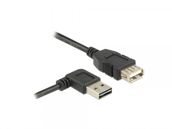 Verlängerungskabel USB 2.0 EASY Stecker A links/rechts gewinkelt an Buchse A, schwarz, 2m, Delock® [83552]