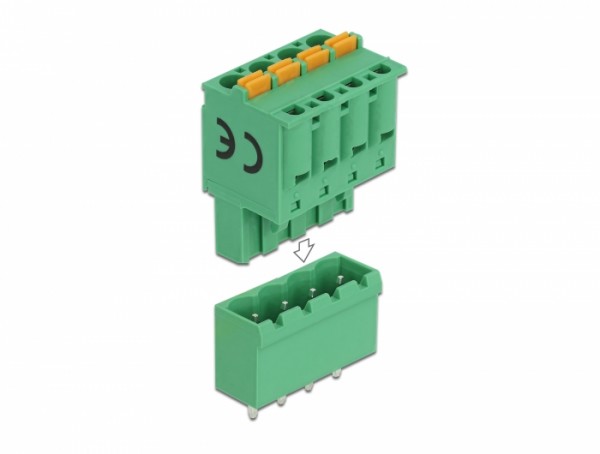 Terminalblock Set für Platine 4 Pin 5,08 mm Rastermaß vertikal, Delock® [66501]