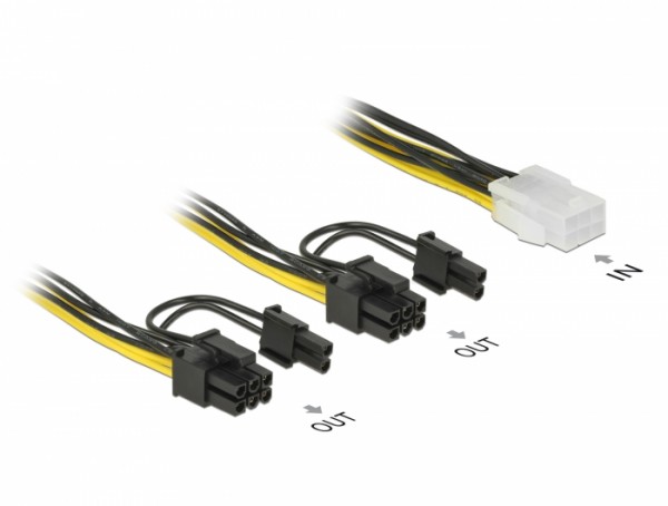 PCI Express Stromkabel 6 Pin Buchse > 2 x 8 Pin Stecker 15 cm, Delock® [85452]
